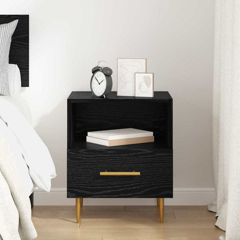 vidaXL Bedside Table Black 40 x 35 x 47.5 cm Engineered wood