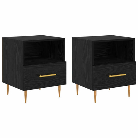 vidaXL Bedside Table 2 pcs Black 40 x 35 x 47.5 cm Engineered wood