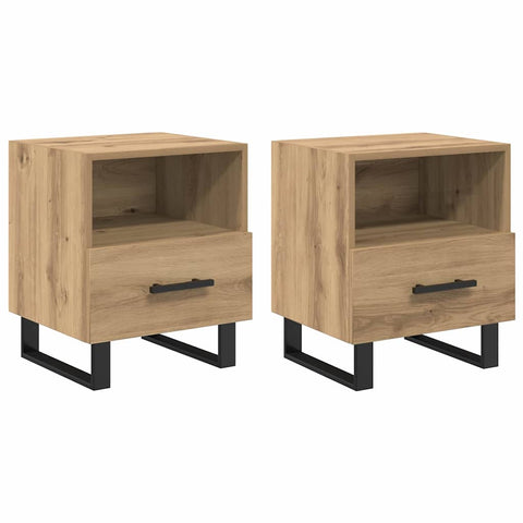 vidaXL Bedside Cabinet with Drawer 2 pcs Artisan oak 40 x 35 x 47.5 cm