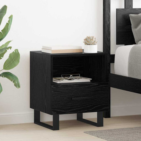 vidaXL Bedside Cabinet Black oak 40 x 35 x 47.5 cm Engineered wood
