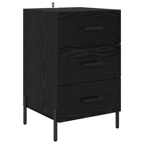 vidaXL Bedside Cabinet Black oak 40 x 40 x 66 cm Engineered wood
