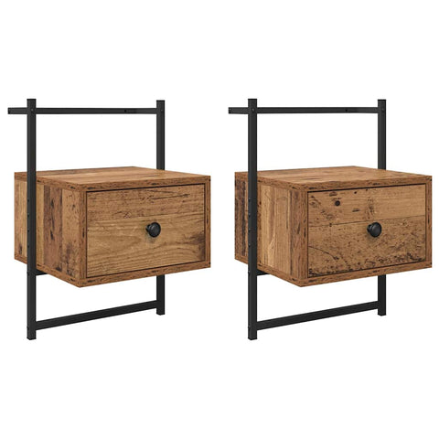 vidaXL Bedside Cabinet 2 pcs Old wood 35 x 30 x 51 cm Engineered wood