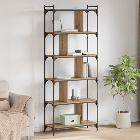 vidaXL Bookcase Artisan oak 76 x 32 x 192 cm Engineered wood