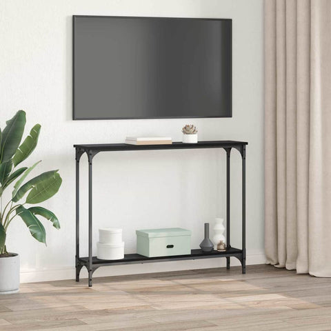 vidaXL Console Table Black Oak 102 x 23 x 15.5 cm Engineered Wood