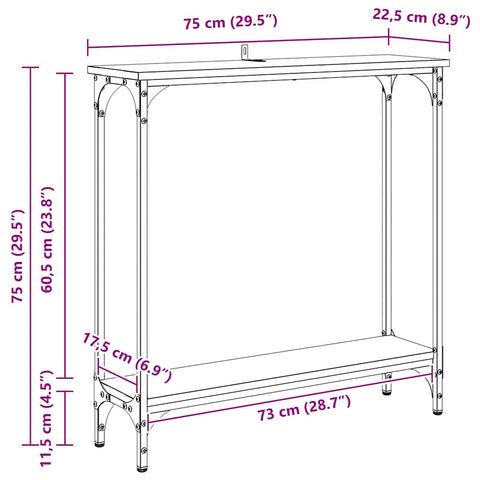 vidaXL Console Table Old Wood 75 x 22.5 x 75 cm Engineered Wood