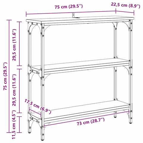 vidaXL Console Table with Shelf Old wood 75 x 22.5 x 75 cm