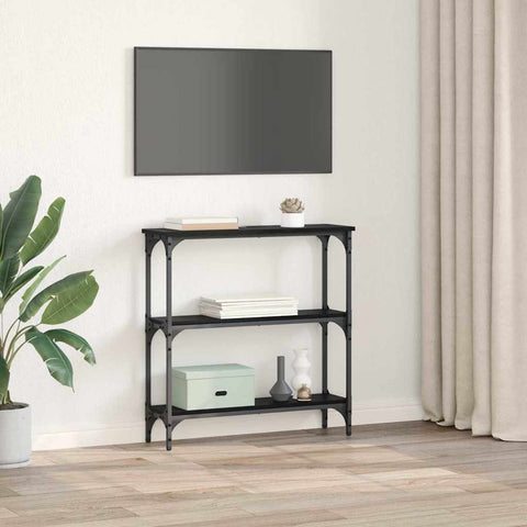 vidaXL Console Table with Shelf Black oak 75 x 22.5 x 75 cm