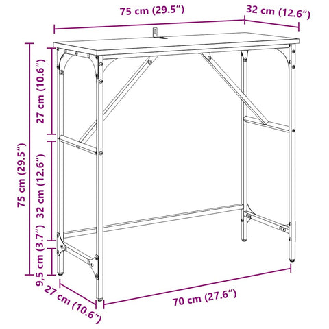 vidaXL Console Table Old wood 75 x 32 x 75 cm Engineered Wood