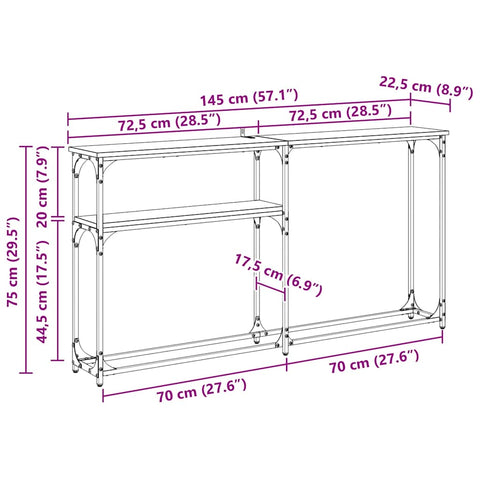 vidaXL ConsoleTable Old wood 145x22.5x75cm Engineered Wood