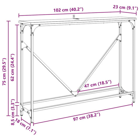 vidaXL Console Table Manual Old wood Engineered wood