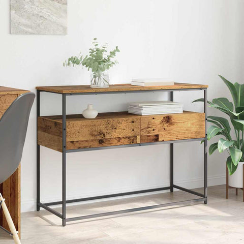 vidaXL Console Table with Drawer Old Wood 100 x 40 x 75 cm
