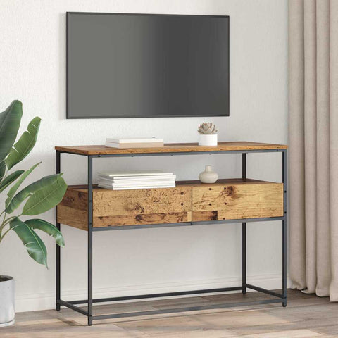 vidaXL Console Table with Drawer Old Wood 100 x 40 x 75 cm