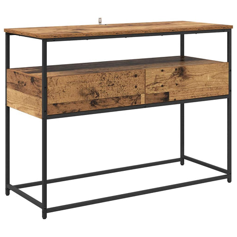 vidaXL Console Table with Drawer Old Wood 100 x 40 x 75 cm