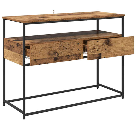 vidaXL Console Table with Drawer Old Wood 100 x 40 x 75 cm