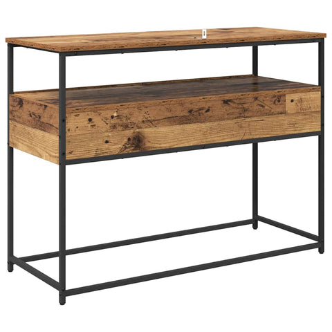 vidaXL Console Table with Drawer Old Wood 100 x 40 x 75 cm