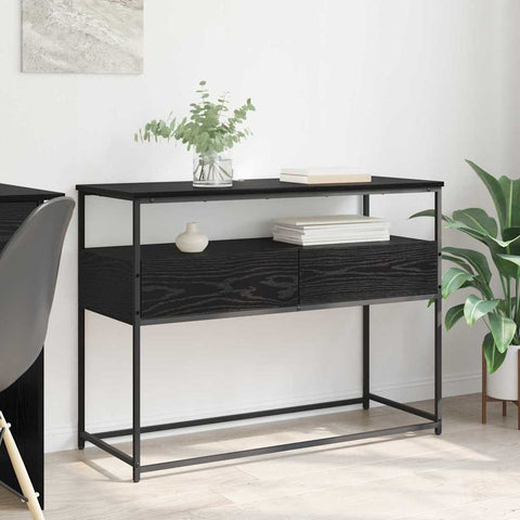 vidaXL Console Table with Drawer Black Oak 100 x 40 x 75 cm