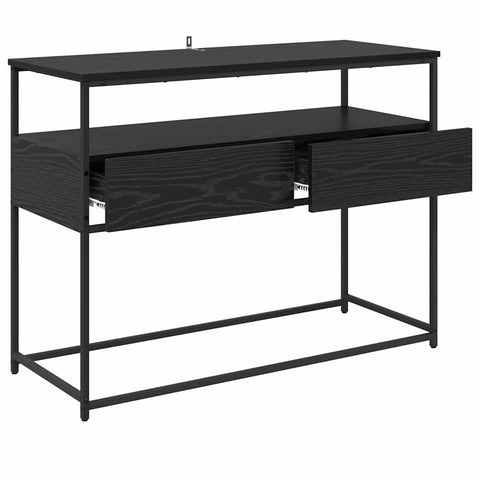 vidaXL Console Table with Drawer Black Oak 100 x 40 x 75 cm