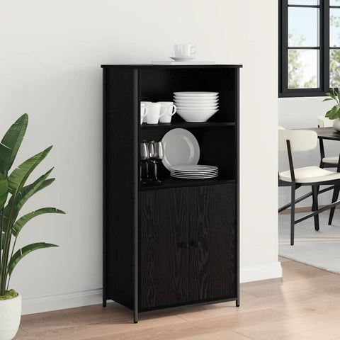 vidaXL Highboard Black Oak 62 x 36 x 121.5 cm Engineered Wood