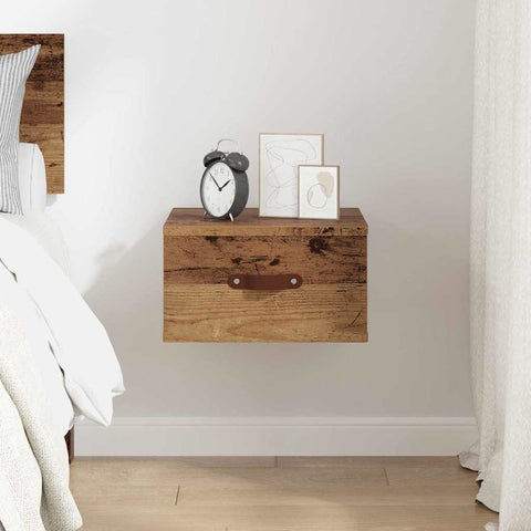 vidaXL Wall-mounted Bedside Cabinet Old Wood 35 x 35 x 20 cm