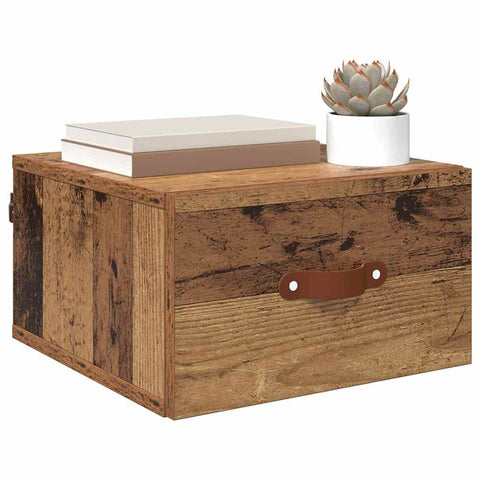 vidaXL Wall-mounted Bedside Cabinet Old Wood 35 x 35 x 20 cm