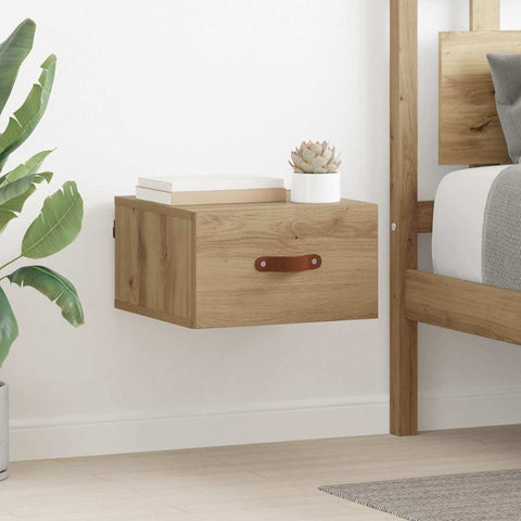 vidaXL Wall-mounted Bedside Cabinet Artisan Oak 35 x 35 x 20 cm