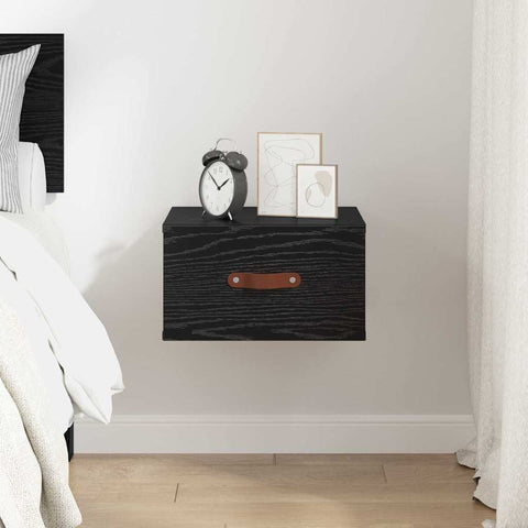 vidaXL Wall-mounted Bedside Cabinet Black Oak 35 x 35 x 20 cm