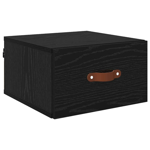 vidaXL Wall-mounted Bedside Cabinet Black Oak 35 x 35 x 20 cm