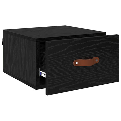 vidaXL Wall-mounted Bedside Cabinet Black Oak 35 x 35 x 20 cm