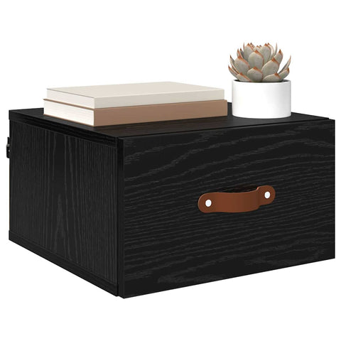 vidaXL Wall-mounted Bedside Cabinet Black Oak 35 x 35 x 20 cm