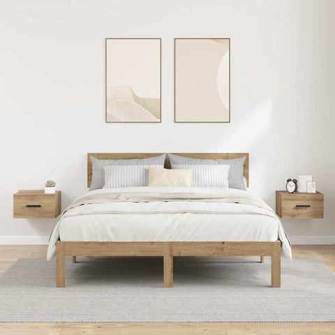vidaXL Bedside Cabinet Wall-mounted 2 pcs Artisan oak 35 x 35 x 20 cm
