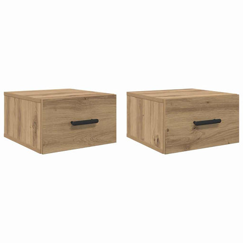 vidaXL Bedside Cabinet Wall-mounted 2 pcs Artisan oak 35 x 35 x 20 cm