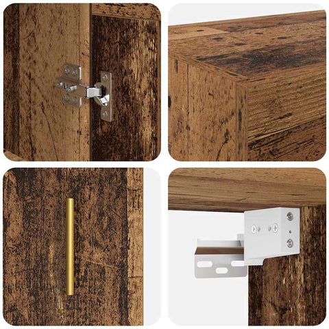 vidaXL Wall Mounted Cabinet Old Wood 69.5 x 34 x 90 cm Engineered Wood