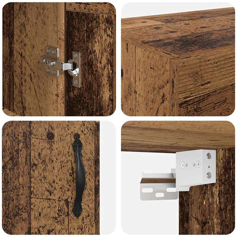 vidaXL Wall Mounted Cabinet Old Wood 69.5 x 34 x 90 cm Engineered Wood