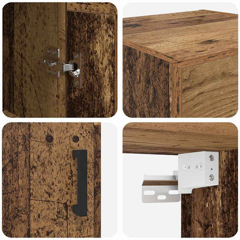 vidaXL Wall Mounted Cabinet Old Wood 34.5 x 34 x 90 cm Engineered Wood