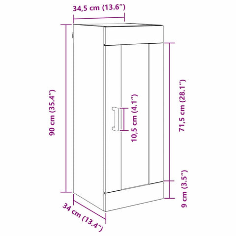 vidaXL Wall Mounted Cabinet Black Oak 34.5 x 34 x 90 cm