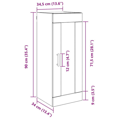 vidaXL Wall Mounted Cabinet Artisan Oak 34.5 x 34 x 90 cm