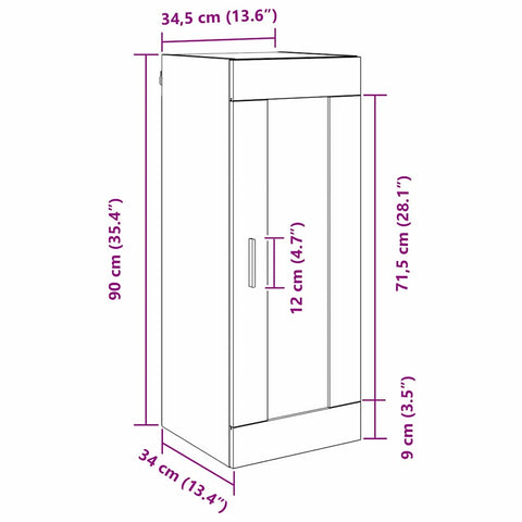 vidaXL Wall Mounted Cabinet Old Wood 34.5 x 34 x 90 cm Engineered Wood