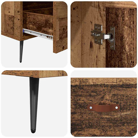 vidaXL Highboard Old Wood 69.5 x 31 x 115 cm Engineered Wood and Glass