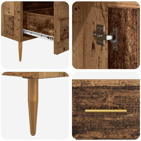 vidaXL Highboard Old Wood 69.5 x 31 x 115 cm Engineered Wood and Glass