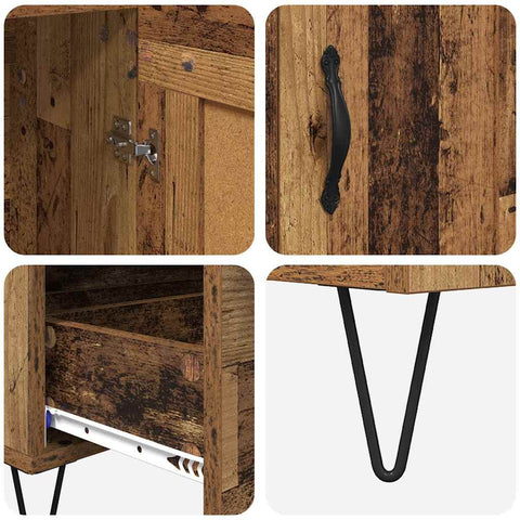 vidaXL Highboard Old Wood 69.5 x 31 x 115 cm Engineered Wood