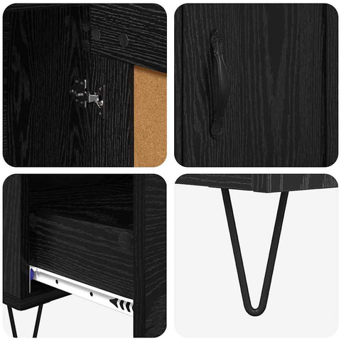 vidaXL Highboard Black Oak 69.5 x 31 x 115 cm Engineered Wood
