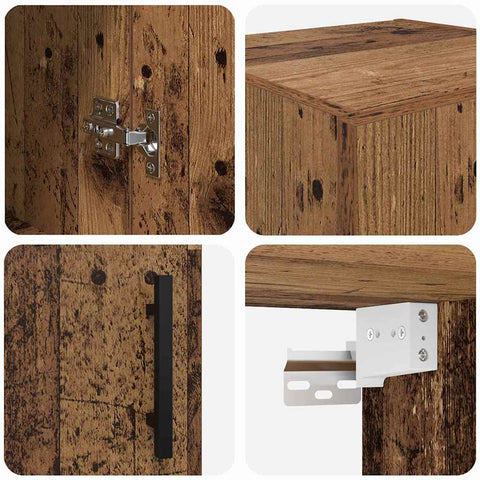 vidaXL Wall Mounted Cabinet Old Wood 34.5 x 34 x 90 cm Engineered Wood