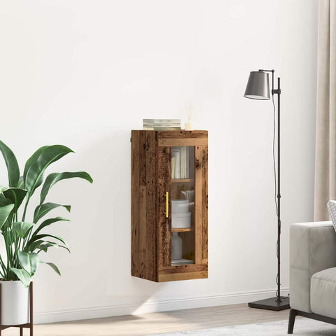 vidaXL Wall Mounted Cabinet Old Wood 34.5 x 34 x 90 cm