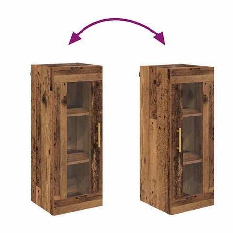 vidaXL Wall Mounted Cabinet Old Wood 34.5 x 34 x 90 cm