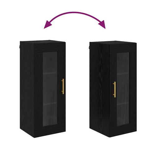 vidaXL Wall Mounted Cabinet Black Oak 34.5 x 34 x 90 cm