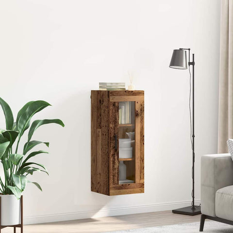 vidaXL Wall Mounted Cabinet Old Wood 34.5 x 34 x 90 cm