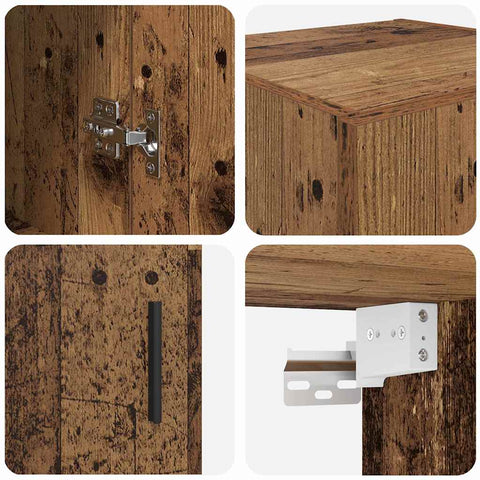 vidaXL Wall Mounted Cabinet Old Wood 34.5 x 34 x 90 cm