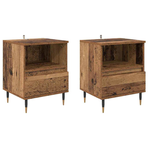vidaXL Bedside Cabinet 2 pcs Old wood 40 x 35 x 50 cm Engineered Wood