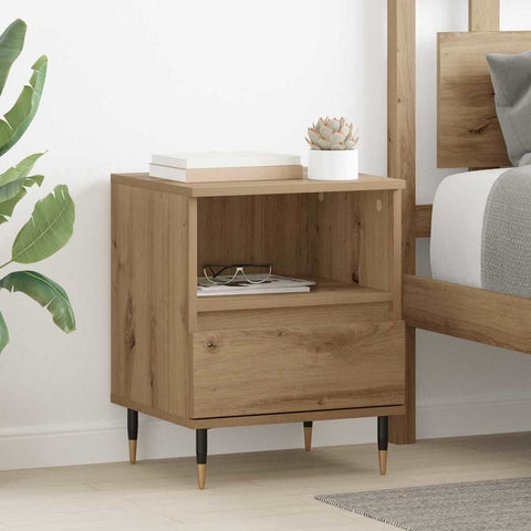 vidaXL Bedside Cabinet with Drawer 2 pcs Artisan oak 40 x 35 x 50 cm