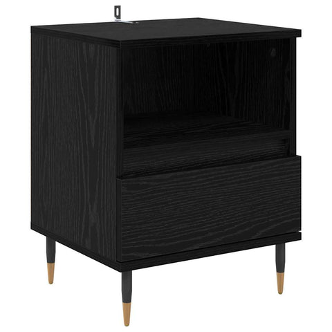 vidaXL Bedside Cabinet Black Oak 40 x 35 x 50 cm Engineered Wood